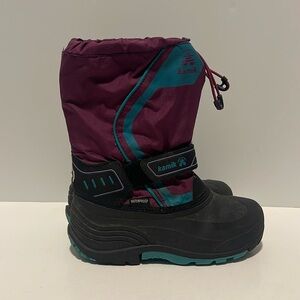 Kamik Waterproof Winter Snow Boots Lined Insulated Girls Size 4 Drawstring
